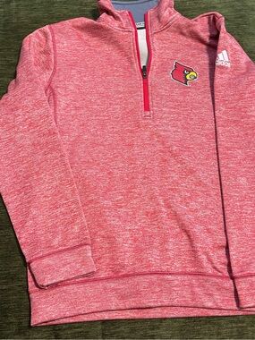 adidas Kids Heather Red Louisville Cardinals Quarter-Zip Pullover